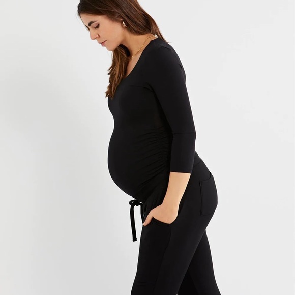 A Pea in the Pod Maternity Black 3/4 Sleeve Top Size Small - Picture 3 of 9